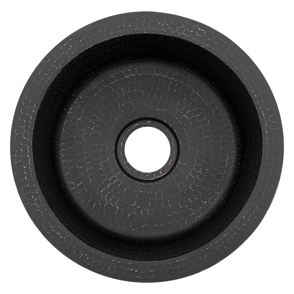 Premier Copper Products 12" Round Copper Bar/Prep Sink, Glazed Black, 17 Gauge, BR12BLK2