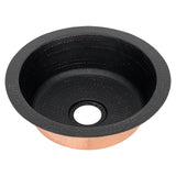 Premier Copper Products 12" Round Copper Bar/Prep Sink, Glazed Black, 17 Gauge, BR12BLK2