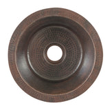 Premier Copper Products 12" Round Hammered Copper Bar Sink w/ 2" Drain Opening, Matching Drain and Accessories, Oil Rubbed Bronze, BSP5_BR12DB2-B