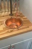 Premier Copper Products 12" Round Copper Bar/Prep Sink, Polished Copper, 17 Gauge, BR12PC2