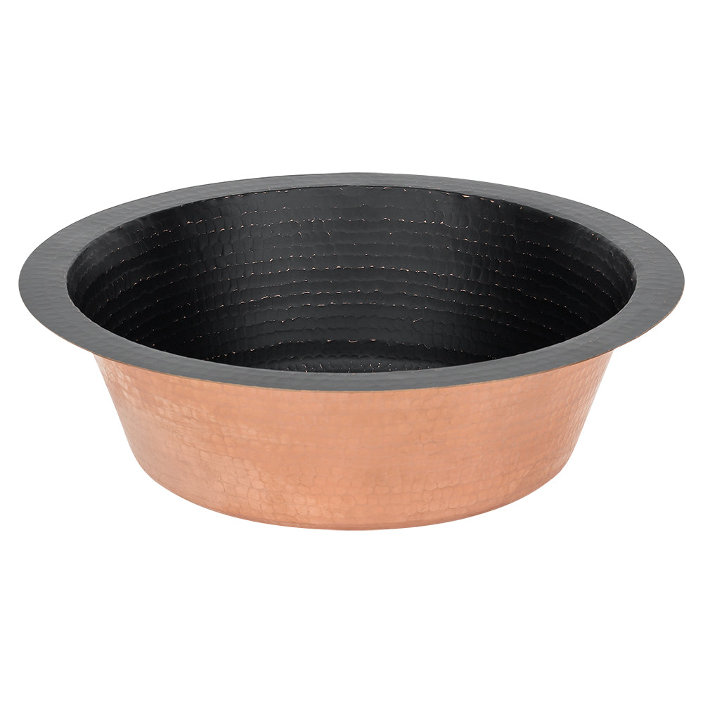 Premier Copper Products 14" Round Copper Bar/Prep Sink, Glazed Black, 17 Gauge, BR14BLK2
