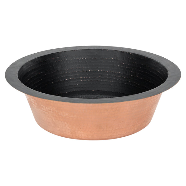 Premier Copper Products 14" Round Copper Bar/Prep Sink, Glazed Black, 17 Gauge, BR14BLK2