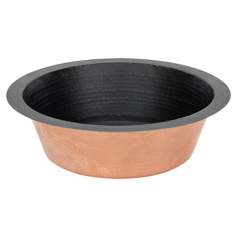 Premier Copper Products 14" Round Copper Bar/Prep Sink, Glazed Black, 17 Gauge, BR14BLK2