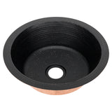 Premier Copper Products 14" Round Copper Bar/Prep Sink, Glazed Black, 17 Gauge, BR14BLK2