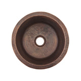 Premier Copper Products 14" Round Hammered Copper Bar Sink w/ 2" Drain Opening, Matching Drain and Accessories, Oil Rubbed Bronze, BSP5_BR14DB2-B