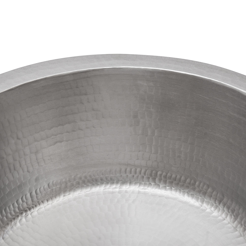 Premier Copper Products 14" Round Hammered Copper Bar Sink in Nickel w/ 2" Drain Opening, Matching Drain and Accessories, BSP5_BR14EN2-B