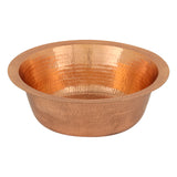 Premier Copper Products 14" Round Hammered Copper Bar Sink with 2" Drain Opening in Polished Copper, Matching Drain and Accessories, BSP5_BR14PC2-B