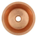 Premier Copper Products 14" Round Hammered Copper Bar Sink with 2" Drain Opening in Polished Copper, Matching Drain and Accessories, BSP5_BR14PC2-B