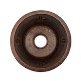 Premier Copper Products 16" Round Copper Prep Bar Sink w/ Fleur De Lis and 3.5" Drain Opening, Matching Drain and Accessories, Oil Rubbed Bronze, BSP5_BR16FDB3-D