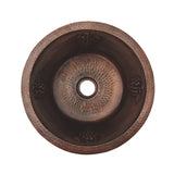 Premier Copper Products 16" Round Copper Bar Sink w/ Grapes and 2" Drain Opening, Matching Drain and Accessories, Oil Rubbed Bronze, BSP5_BR16GDB2-B