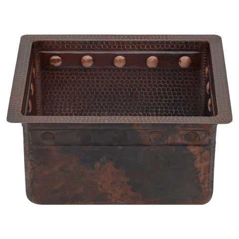 Main Image of Premier Copper Products 16" Copper Bar/Prep Sink, Oil Rubbed Bronze, BREC16DBBS