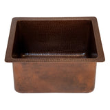 Premier Copper Products 16" Gourmet Rectangular Hammered Copper Bar/Prep Sink, Matching Drain and Accessories, Oil Rubbed Bronze, BSP5_BREC16DB-D