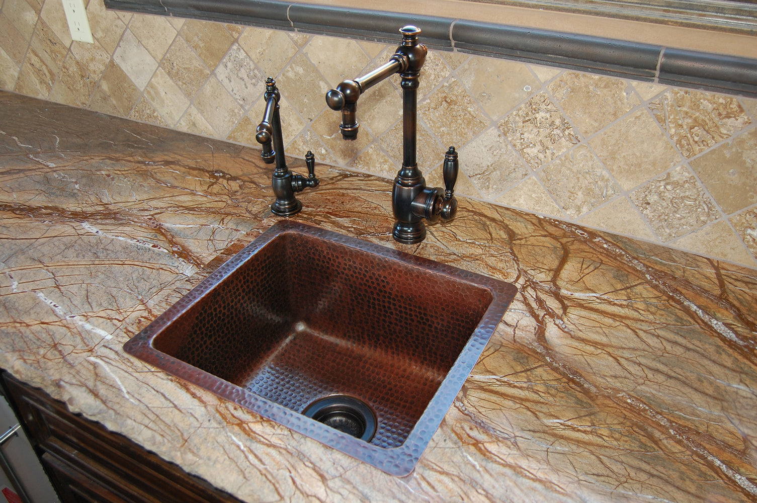 Installation Image of Premier Copper Products 16" Copper Bar/Prep Sink, Oil Rubbed Bronze, BREC16DB