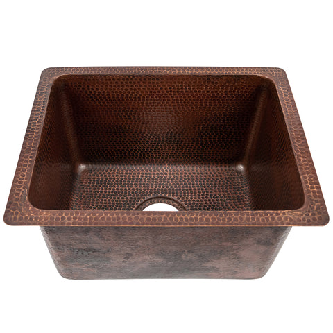 Premier Copper Products 17" Rectangle Copper Bar/Prep Sink, Oil Rubbed Bronze, 14 Gauge, BREC1713DB