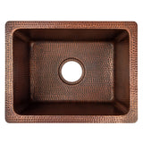 Premier Copper Products 17" Rectangle Hammered Copper Bar/Prep/Laundry/Utility Sink w/ 3.5" Drain Opening, Matching Drain and Accessories, Oil Rubbed Bronze, BSP5_BREC1713DB-D