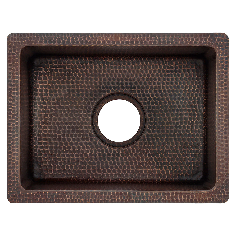Premier Copper Products 17" Rectangle Copper Bar/Prep Sink, Oil Rubbed Bronze, 14 Gauge, BREC1713DB