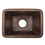 Premier Copper Products 17" Rectangle Copper Prep Bar Sink w/ 3.5" Drain Opening, Matching Drain and Accessories, Oil Rubbed Bronze, BSP5_BRECDB3-D