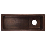 Premier Copper Products 28" Rectangle Hammered Copper Slanted Bar/Prep Sink with 3.5" Drain Opening, Matching Drain and Accessories, Oil Rubbed Bronze, BSP5_BRECSL28DB3-D