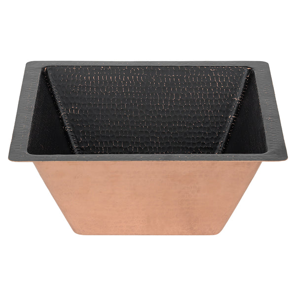 Premier Copper Products 15" Square Copper Bar/Prep Sink, Glazed Black, 16 Gauge, BS15BLK2