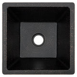 Premier Copper Products 15" Square Copper Bar/Prep Sink, Glazed Black, 16 Gauge, BS15BLK2