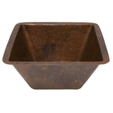 Premier Copper Products 15" Square Hammered Copper Bar/Prep Sink w/ 2" Drain Opening, Matching Drain and Accessories, Oil Rubbed Bronze, BSP5_BS15DB2-B