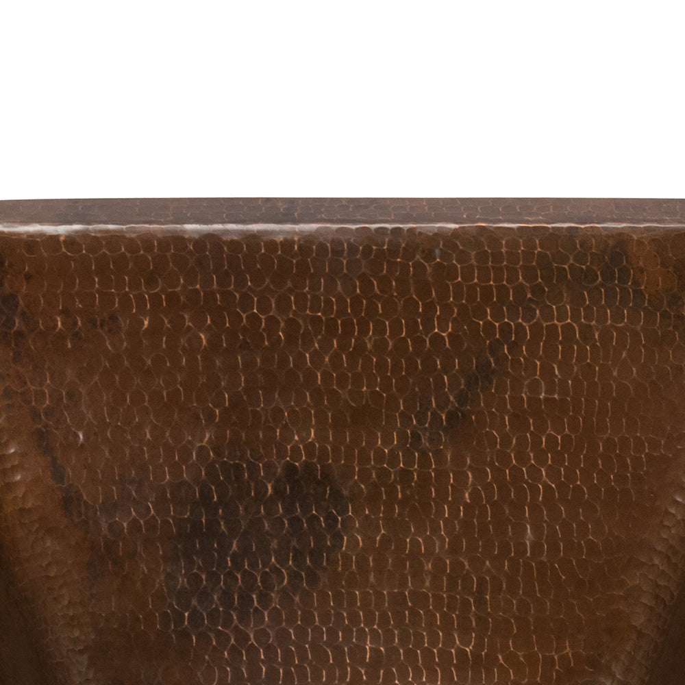 Premier Copper Products 15" Square Hammered Copper Bar/Prep Sink w/ 2" Drain Opening, Matching Drain and Accessories, Oil Rubbed Bronze, BSP5_BS15DB2-B