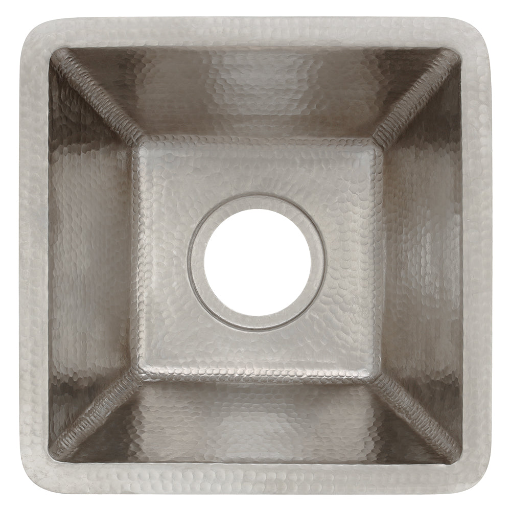 Alternative View of Premier Copper Products 15" Copper Bar/Prep Sink, Nickel, BS15EN3