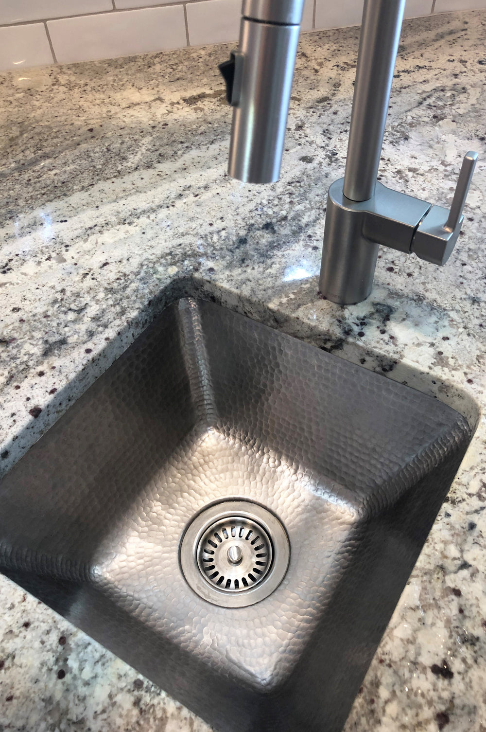 Installation Image of Premier Copper Products 15" Copper Bar/Prep Sink, Nickel, BS15EN3
