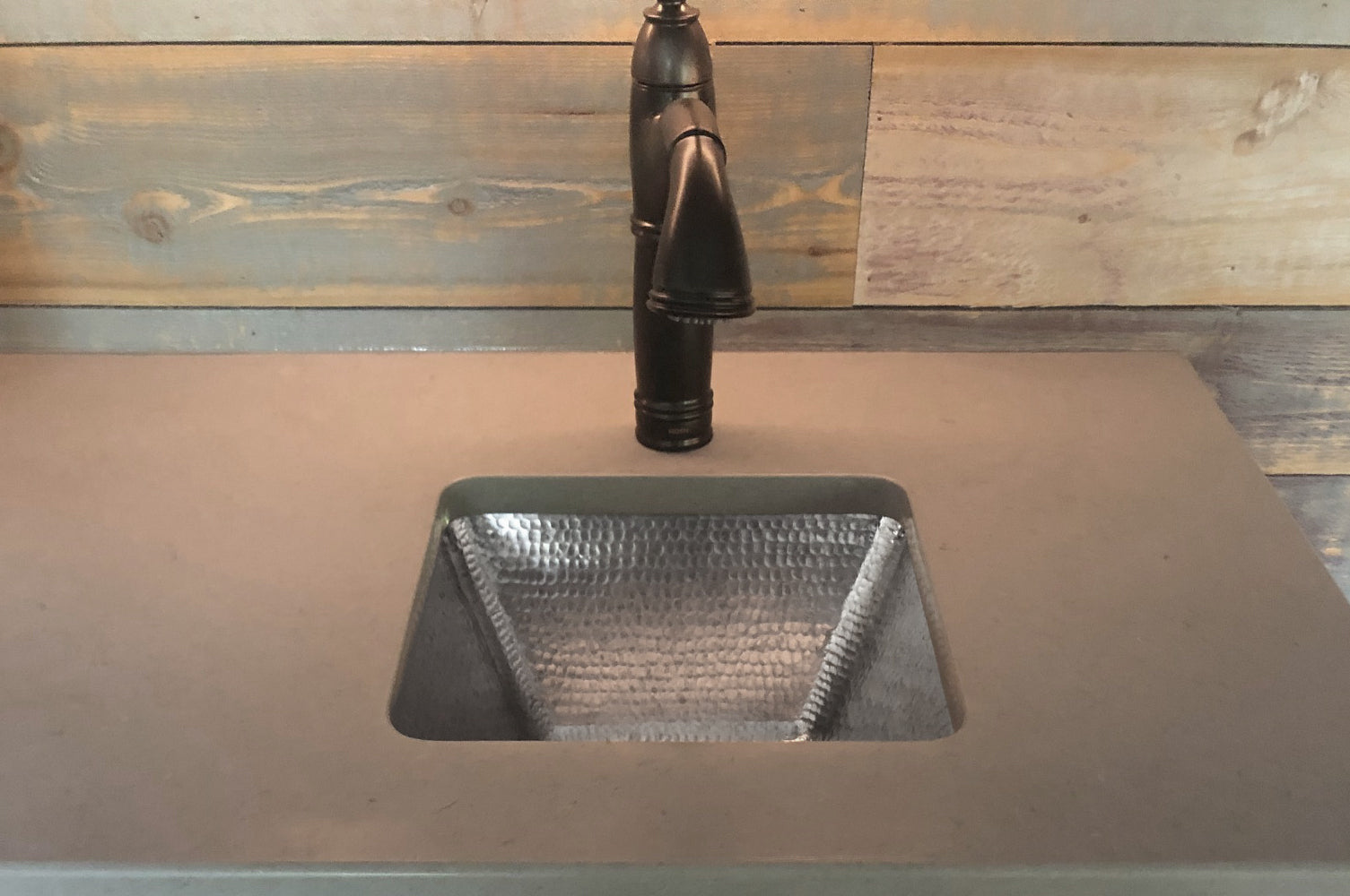 Installation Image of Premier Copper Products 15" Copper Bar/Prep Sink, Nickel, BS15EN3
