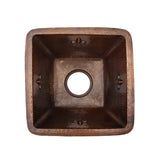 Premier Copper Products 15" Square Fleur De Lis Copper Bar/Prep Sink w/ 3.5" Drain Opening, Matching Drain and Accessories, Oil Rubbed Bronze, BSP5_BS15FDB3-D