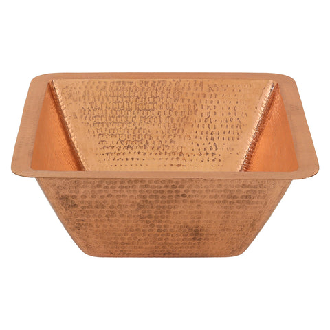 Premier Copper Products 15" Square Copper Bar/Prep Sink, Polished Copper, 17 Gauge, BS15PC2