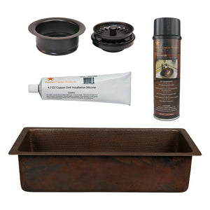 Alternate Image for Premier Copper Products 20" Rectangle Hammered Copper Kitchen/Bar/Prep Single Basin Sink in Nickel, Matching Drain and Accessories, BSP5_BREC20EN-G