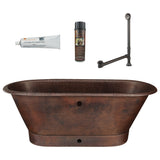 Premier Copper Products 72" Hammered Copper Modern Style Bathtub with Overflow Holes and Drain Package, Oil Rubbed Bronze, BSP5_BTM72DBOF