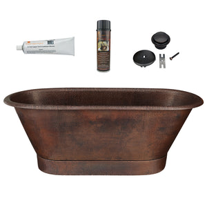 Alternate Image for Premier Copper Products 72" Hammered Copper Modern Style Bathtub and Drain Package, Oil Rubbed Bronze, BSP5_BTM72DB