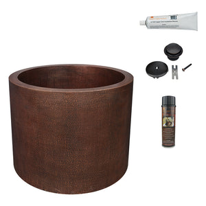 Alternate Image for Premier Copper Products 45" Hammered Copper Japanese Style Soaker Bathtub and Drain Package, Oil Rubbed Bronze, BSP5_BTR45DB