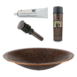 Alternate Image for Premier Copper Products 20" Oval Hand Forged Old World Copper Vessel Bathroom Sink, Matching Drain and Accessories, Oil Rubbed Bronze, BSP5_PVOVAL20-P