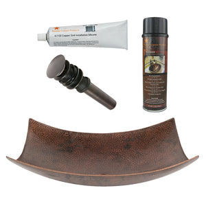 Alternate Image for Premier Copper Products 18" Rectangle Modern Slope Hammered Copper Bathroom Sink, Matching Drain and Accessories, Oil Rubbed Bronze, BSP5_VREC18MSDB-P