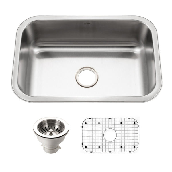 Houzer Belleo 27 inch Stainless Steel Drop-in Topmount Single Bowl Kitchen Sink with Strainer & Grid - 18 Gauge, BSS-2700