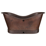 Premier Copper Products 67" Hammered Copper Freestanding Bathtub, Oil Rubbed Bronze, BTD67DBOF