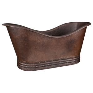 Alternate Image for Premier Copper Products 67" Hammered Copper Double Slipper Bathtub, BTD67DB