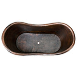 Premier Copper Products 67" Hammered Copper Double Slipper Bathtub and Drain Package, Oil Rubbed Bronze, BSP5_BTD67DB