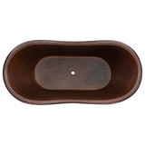 Alternative View of Premier Copper Products 67" Hammered Copper Double Slipper Bathtub, BTD67DB