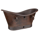 Premier Copper Products 60" Hammered Copper Freestanding Bathtub, Oil Rubbed Bronze, BTDR60DBOF