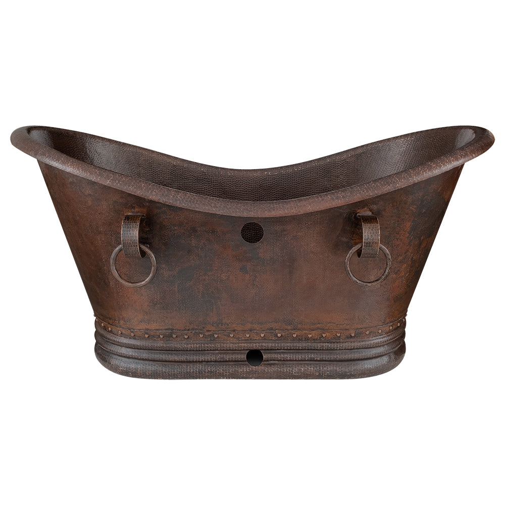 Premier Copper Products 60" Hammered Copper Freestanding Bathtub, Oil Rubbed Bronze, BTDR60DBOF