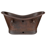 Premier Copper Products 60" Hammered Copper Freestanding Bathtub, Oil Rubbed Bronze, BTDR60DBOF