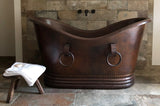 Installation Image of Premier Copper Products 60" Hammered Copper Double Slipper Bathtub With Rings, BTDR60DB