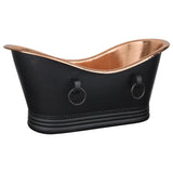 Premier Copper Products 67" Hammered Copper Freestanding Bathtub, Glazed Black with Polished Copper, BTDR67BLKP