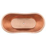 Premier Copper Products 67" Hammered Copper Freestanding Bathtub, Glazed Black with Polished Copper, BTDR67BLKP