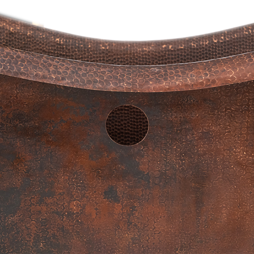 Premier Copper Products 67" Hammered Copper Double Slipper Bathtub with Rings and Overflow Holes and Drain Package, Oil Rubbed Bronze, BSP5_BTDR67DBOF