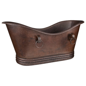 Alternate Image for Premier Copper Products 67" Hammered Copper Double Slipper Bathtub With Rings, BTDR67DB